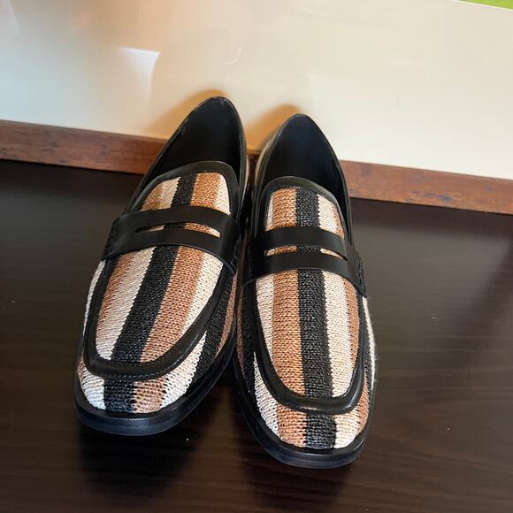 3.1 Phillip Lim Tan Knit Raffia Striped Slip On Alexa Penny Loafers Womens 40 - Picture 8 of 15